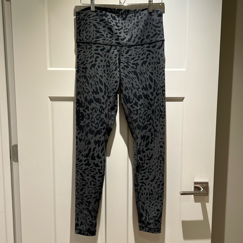 Lululemon High Waist Wunder Under Black Leopard Print Leggings